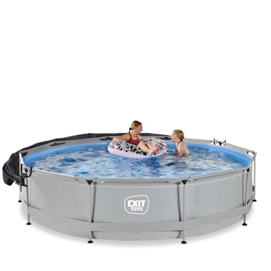EXIT Soft Grey Pool 12ftx30in with Pump & Canopy - Grey