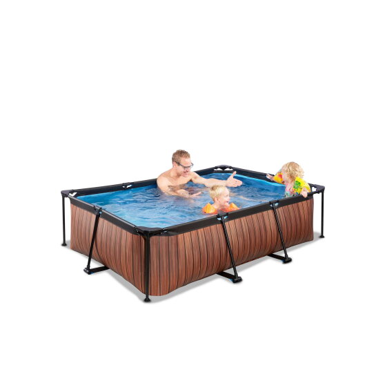 EXIT Wood pool 7ft x 5ft x 25.6in with filter pump - brown