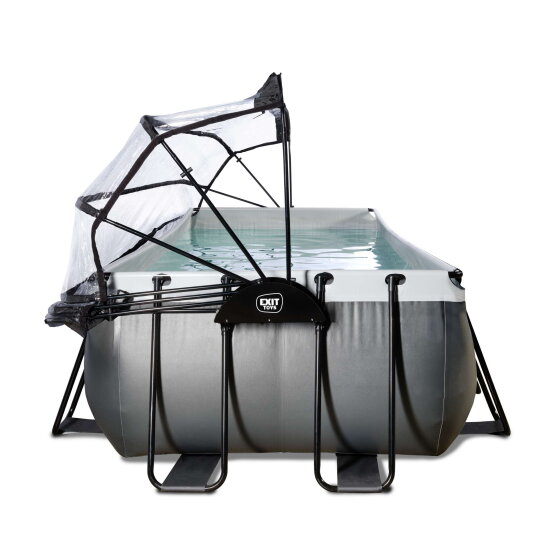 EXIT Black Leather pool 13ft x 6.6ft x 39in with sand filter pump and dome - black