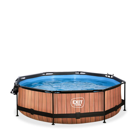 EXIT Wood Pool 10 ftx30in with Filter Pump & Dome - Brown