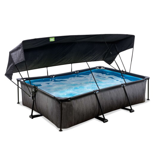 EXIT Black Wood pool 10ft x 6.6ft x 25.6in with filter pump and canopy - black