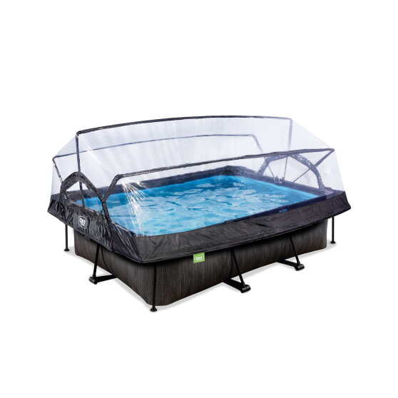 EXIT Black Wood pool 7ft x 5ft x 25.6in with filter pump and dome - black