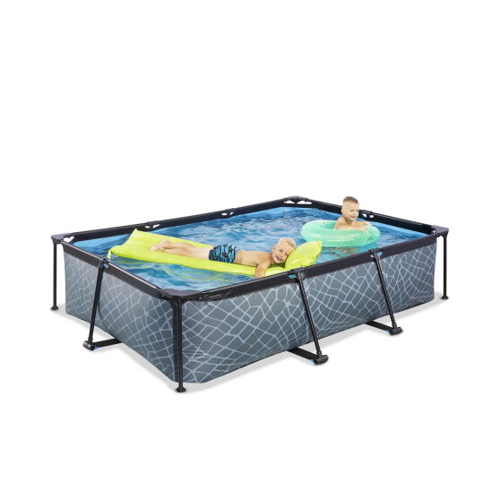 EXIT Stone pool 10ft x 6.6ft x 25.6in with filter pump - grey