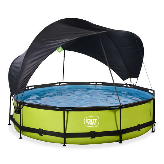 EXIT Lime pool 12ft x 30in with filter pump and canopy - green