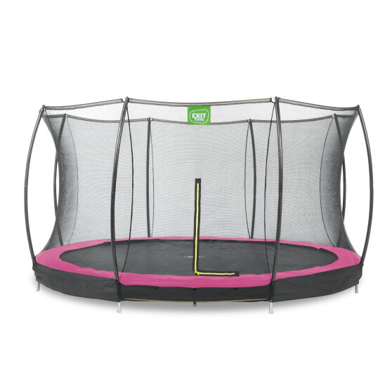 EXIT Silhouette ground trampoline 12ft with safety net - pink
