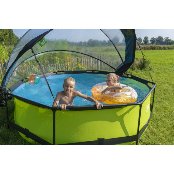 EXIT Lime pool 10ft x 30in with filter pump and dome - green
