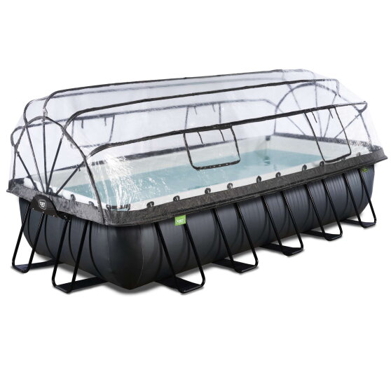 EXIT Black Leather pool 18ft x 8ft x 39in with sand filter pump and dome - black