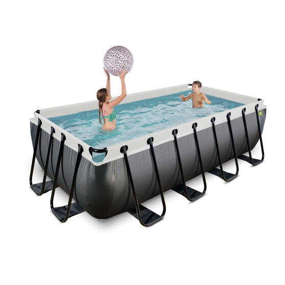 EXIT Black Leather pool 13ft x 6.6ft x 39in with sand filter pump - black