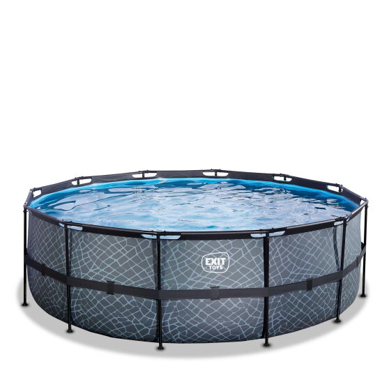 EXIT Stone pool 14ft x 48in with sand filter pump - grey