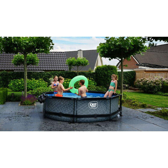 EXIT Black Wood pool 10ft x 30in with filter pump and dome - black