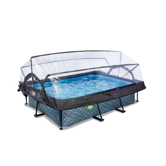 EXIT Stone pool 7ft x 5ft x 25.6in with filter pump and dome - grey