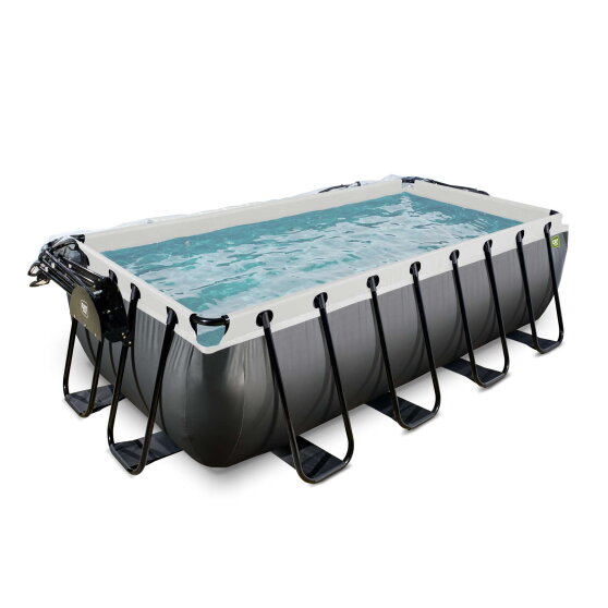 EXIT Black Leather pool 13ft x 6.6ft x 39in with sand filter pump and dome - black