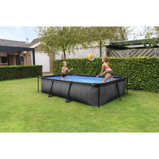 EXIT Black Wood pool 10ft x 6.6ft x 25.6in with filter pump - black