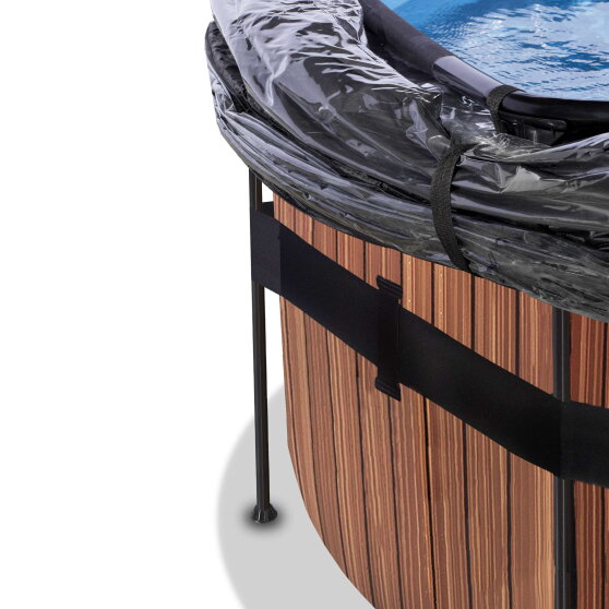 EXIT Wood pool 15ft x 48in with sand filter pump and dome - brown