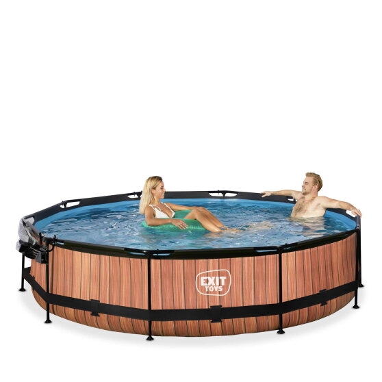 EXIT Wood pool 12ft x 30in with filter pump and dome - brown