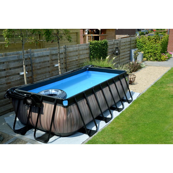 EXIT Black Leather pool 13ft x 6.6ft x 39in with sand filter pump - black