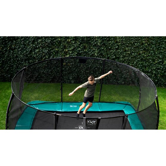 EXIT Supreme ground level trampoline 244x427cm with safety net - black