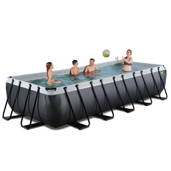 EXIT Black Leather pool 18ft x 8ft x 39in with sand filter pump - black