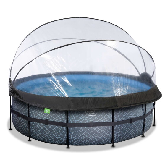 EXIT Stone pool 14ft x 48in with sand filter pump and dome - grey