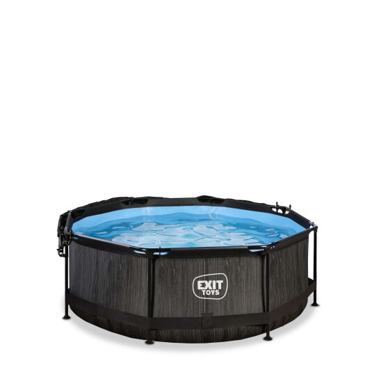 EXIT Black Wood pool 8ft x 30in with filter pump and canopy - black