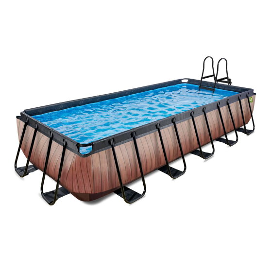 EXIT Wood pool 18ft x 8ft x 39in with sand filter pump - brown