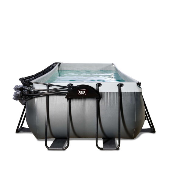 EXIT Black Leather pool 13ft x 6.6ft x 39in with sand filter pump and dome - black