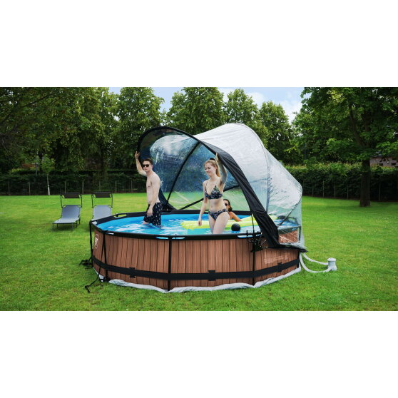 EXIT Stone pool 12ft x 30in with filter pump and dome - grey