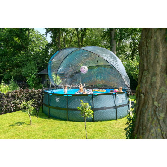EXIT Wood pool 16ft x 48in with sand filter pump and dome - brown