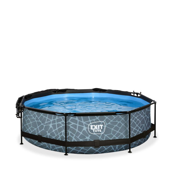 EXIT Stone pool 10ft x 30in with filter pump and canopy - grey