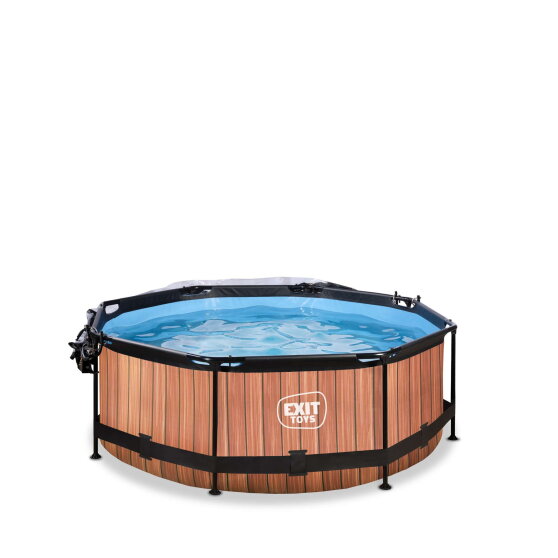 EXIT Wood Pool &Oslash;8ft with Filter Pump & Dome - Brown