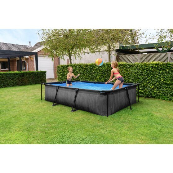 EXIT Black Wood pool 300x200x65cm with filter pump - black