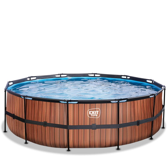 EXIT Wood pool 16ft x 48in with sand filter pump - brown