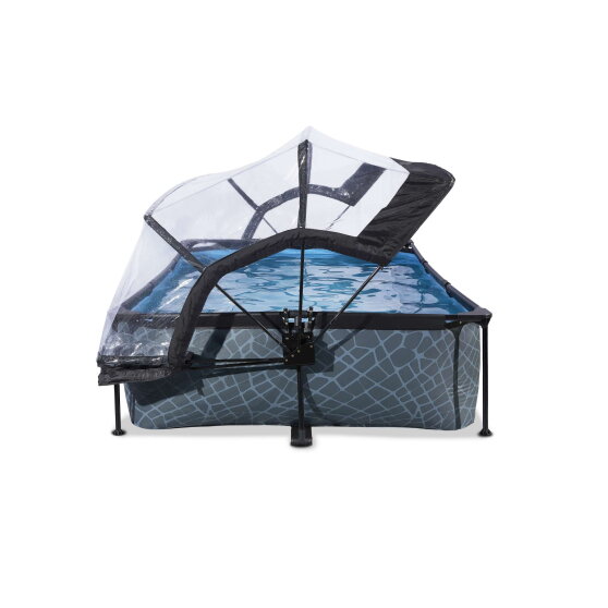 EXIT Stone pool 10ft x 6.6ft x 25.6in with filter pump and dome - grey