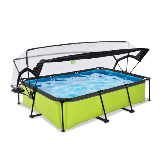 EXIT Lime pool 10ft x 6.6ft x 25.6in with filter pump and dome - green