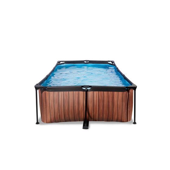 EXIT Wood pool 7ft x 5ft x 25.6in with filter pump - brown