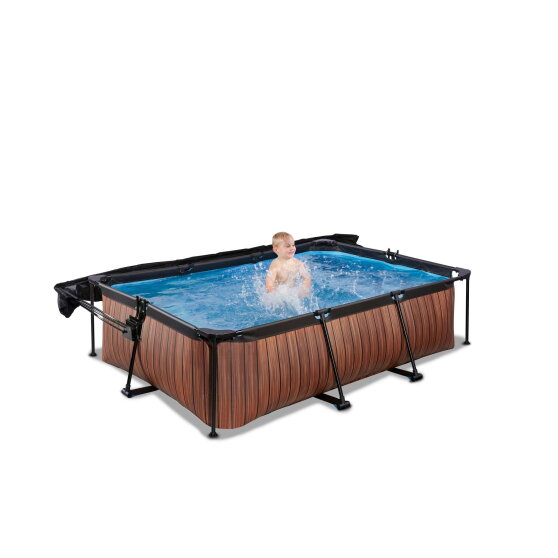 EXIT Wood pool 7ft x 5ft x 25.6in with filter pump and canopy - brown