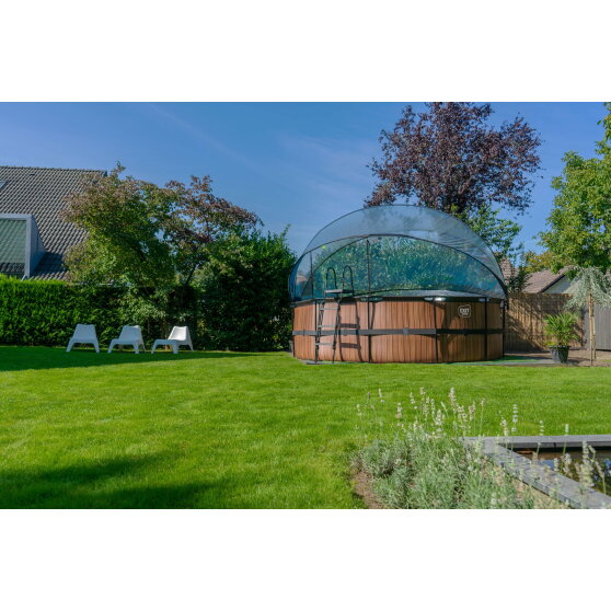 EXIT Wood pool 15ft x 48in with sand filter pump and dome - brown