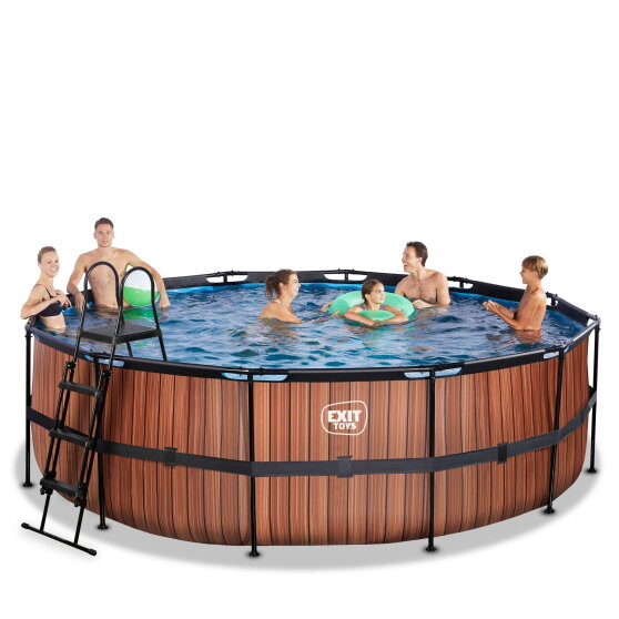 EXIT Wood pool 15ft x 48in with sand filter pump - brown