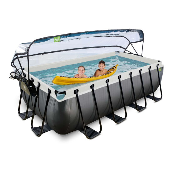EXIT Black Leather pool 13ft x 6.6ft x 39in with sand filter pump and dome - black