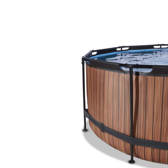 EXIT Wood pool 12ft x 48in with sand filter pump and dome - brown