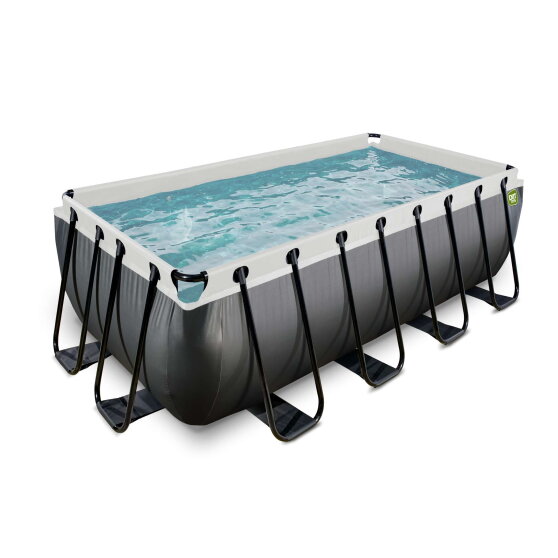 EXIT Black Leather pool 13ft x 6.6ft x 48in with sand filter pump - black