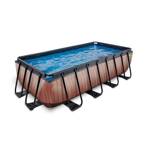 EXIT Wood pool 13ft x 6.6ft x 39in with sand filter pump - brown