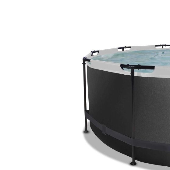 EXIT Black Leather pool 12ft x 48in with sand filter pump and dome - black