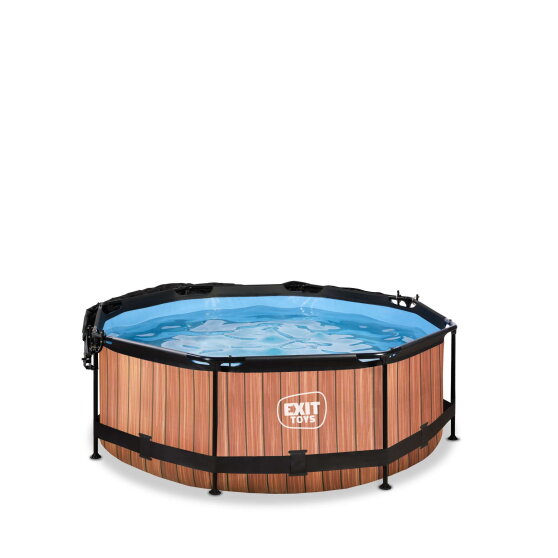 EXIT Wood pool 8ft x 30in with filter pump and canopy - brown