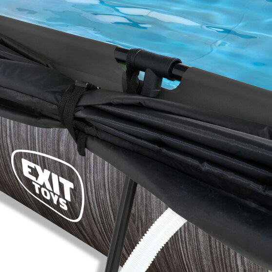 EXIT Black Wood pool 7ft x 5ft x 25.6in with filter pump and canopy - black