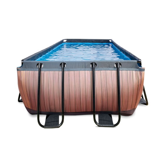 EXIT Wood pool 13ft x 6.6ft x 48in with sand filter pump - brown