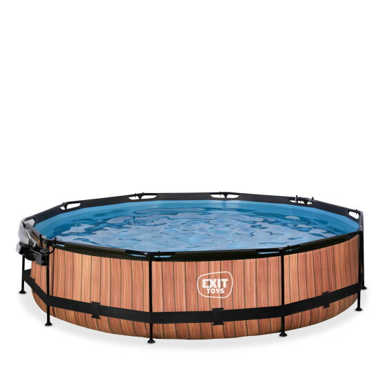 EXIT Wood pool 12ft x 30in with filter pump and dome - brown