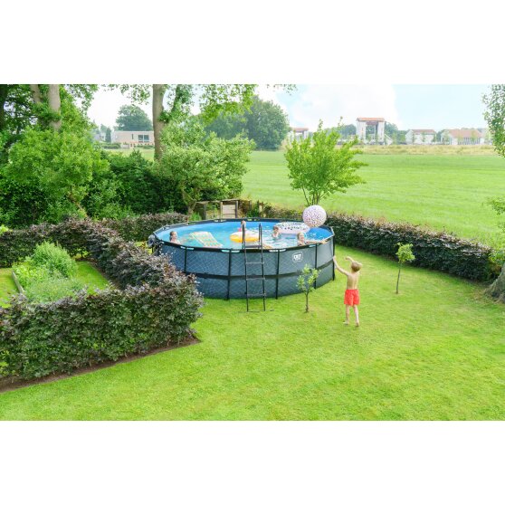 EXIT Stone pool ø488x122cm with sand filter pump - grey