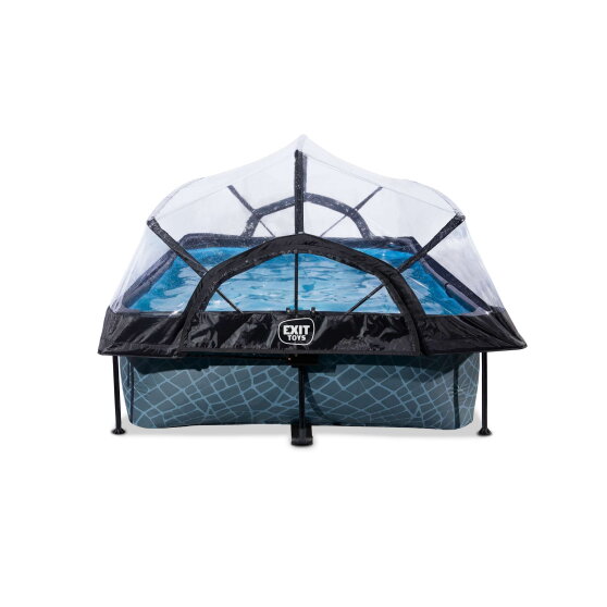 EXIT Stone pool 10ft x 6.6ft x 25.6in with filter pump and dome - grey