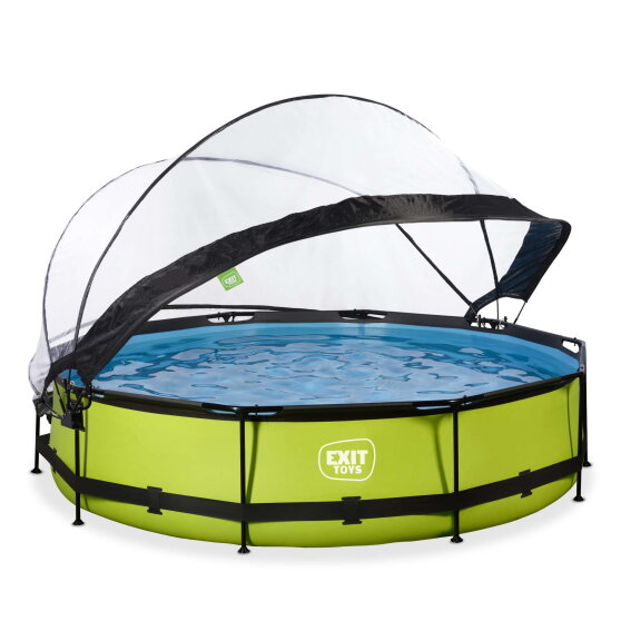 EXIT Lime pool 12ft x 30in with filter pump and dome - green
